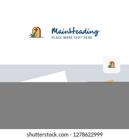 Grave vector logotype with business card template. Elegant corporate identity. - Vector