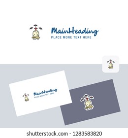Grave vector logotype with business card template. Elegant corporate identity. - Vector