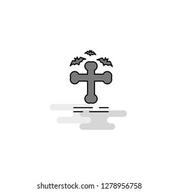Grave Web Icon. Flat Line Filled Gray Icon Vector