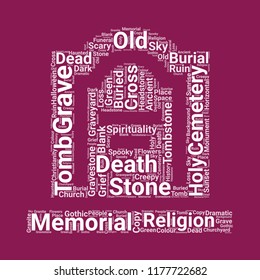 grave word cloud. word cloud of grave shape can be use for blog.