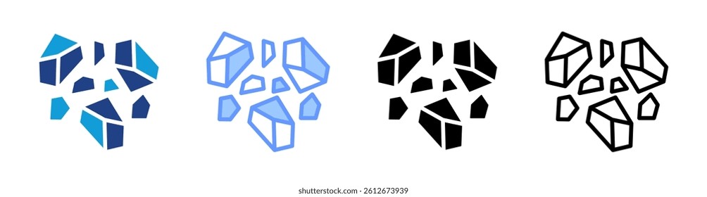 Gravel icon set multiple style collection