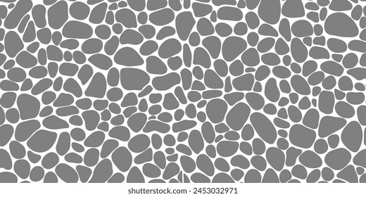 Gravel and pebble stone pattern for floor tile or paving, vector background. Mosaic gravel and cobblestone pebbles pattern of soft shape stones, ceramic rocks and round irregular cobbles for tile