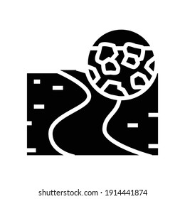 Gravel Road Glyph Icon Vector. Gravel Road Sign. Isolated Contour Symbol Black Illustration