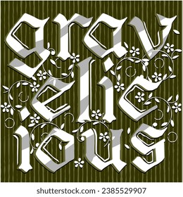 Gravelicious , Mountain bike Related Words Calligraphy Gothic Graffiti Style  Suitable for Tshirt, Poster, Merchandise