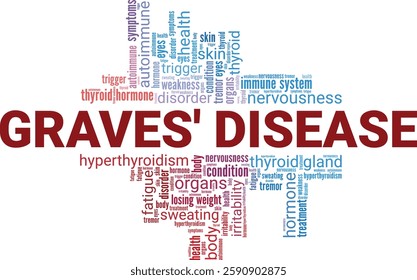 Graves' Disease word cloud conceptual design isolated on white background.