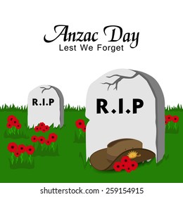 Graves with Poppy Flower for  for Anzac Day or Remembrance Armistice Day.