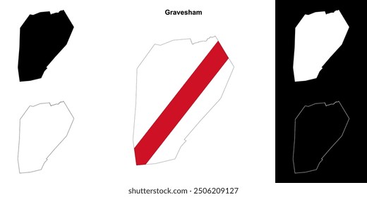Gravesham blank outline map set