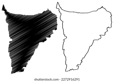 Gravesham Non-metropolitan district, Borough (United Kingdom of Great Britain and Northern Ireland, ceremonial county Kent, England) map vector illustration, scribble sketch map