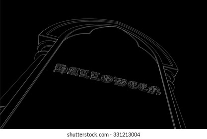 Gravestone background. Halloween vector illustration