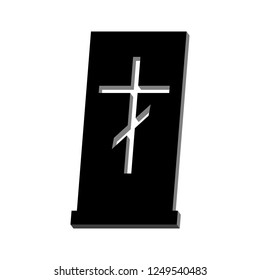 Gravestone, black on white background, 3d, vector