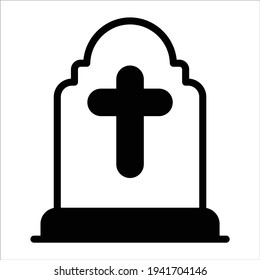 gravestone with cross flat line icon
