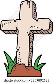 Gravestone Cross halloween Illustration for poster, promotion, etc