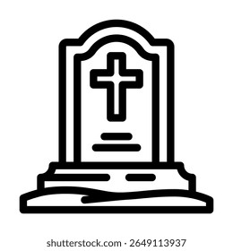 gravestone cross mortality line icon vector. gravestone cross mortality sign. isolated contour symbol black illustration
