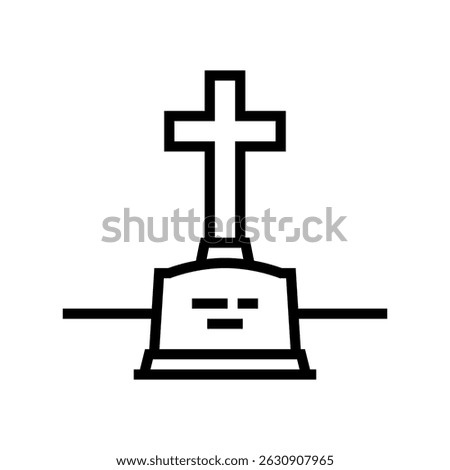 gravestone cross mortality line icon vector. gravestone cross mortality sign. isolated contour symbol black illustration
