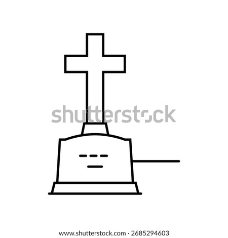 gravestone cross mortality line icon vector. gravestone cross mortality sign. isolated contour symbol black illustration