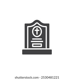 A gravestone with a cross vector icon. filled flat sign for mobile concept and web design. Gravestone glyph icon. Symbol, logo illustration. Vector graphics