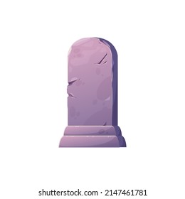 Gravestone, empty tombstone isolated cartoon memorial stone icon. Vector gravestone stele or marker, Halloween symbol. Mystery granite headstone, blank monument at graveyard, burial at cemetery