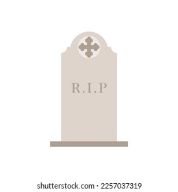 gravestone flat design illustration isolated on white background. tombstone icon for cemetery and graveyard illustration