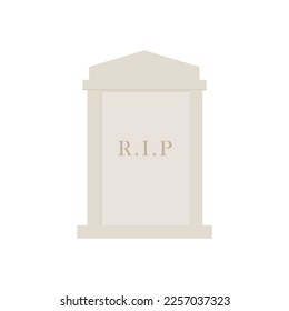 gravestone flat design illustration isolated on white background. tombstone icon for cemetery and graveyard illustration