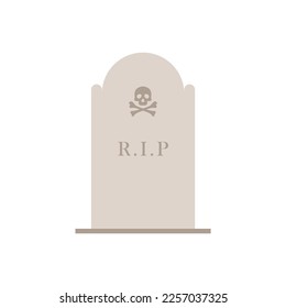 gravestone flat design illustration isolated on white background. tombstone icon for cemetery and graveyard illustration