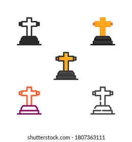 Gravestone flat halloween icon pack