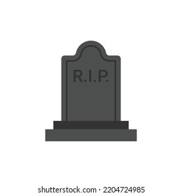 Gravestone  Flat Icon - Halloween Elements Icon Vector Illustration.