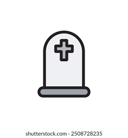 Gravestone flat icon vector illustration isolated on white background. 