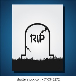 Gravestone halloween icon in trendy flat style isolated on grey background design vector illustration.