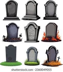 Paquete gráfico de vectores de Halloween de Gravestone