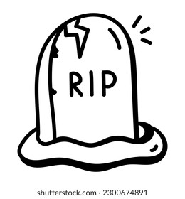 Gravestone hand drawn icon, editable vector  