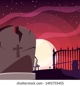 gravestone happy halloween celebration design
