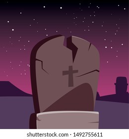 gravestone happy halloween celebration design