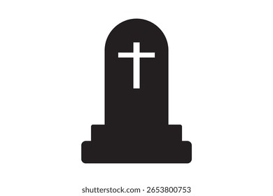Gravestone, headstone and tombstone icons, tomb stone vector silhouettes.