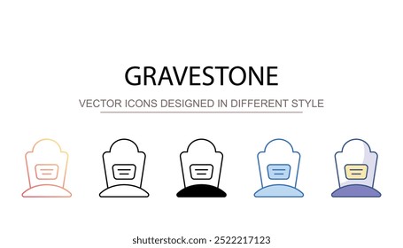 Gravestone icon design with white background stock illustration