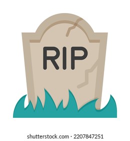 Gravestone icon. Flat design. Tombstone grave creepy halloween. Gravestone monument. Gravestone in the cemetery. Holiday event halloween. Vector Illustration.