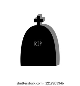 Gravestone icon. Grave stone. Black and white vector illustration.