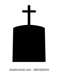 Gravestone icon. Headstone silhouette. Vector illustration isolated on white background.