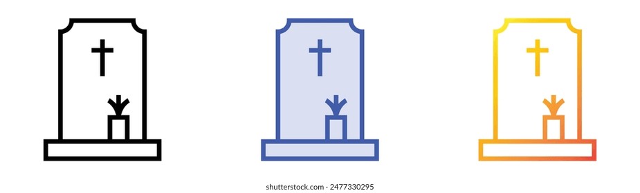 gravestone icon. Linear, Blue Fill and Gradient Style Design Isolated On White Background