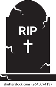 gravestone icon, rest in peace illustration, Halloween elements.