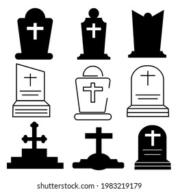 Gravestone Icon Symbol Set Symbol Vector Stock Vector (Royalty Free ...