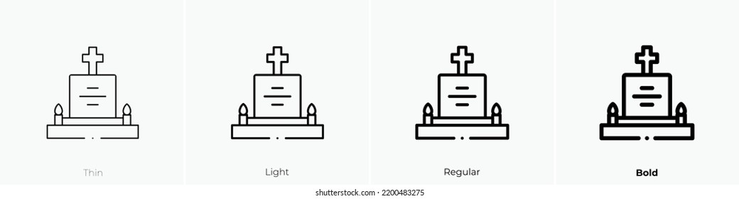 gravestone icon. Thin, Light Regular And Bold style design isolated on white background