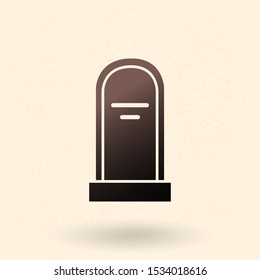 Gravestone Icon. Vector Black Silhouette of Tombstone