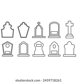 Gravestone icon vector set. Grave illustration sign collection. Tombstone symbol. Rip logo.