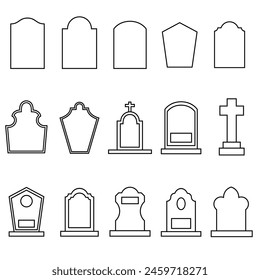 Gravestone icon vector set. Grave illustration sign collection. Tombstone symbol. Rip logo.