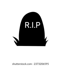Gravestone with letters RIP on white background