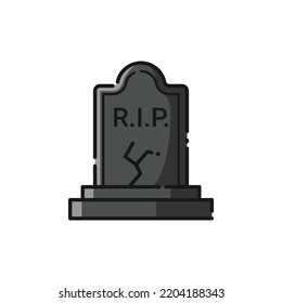 Gravestone Lineal Icon - Halloween Elements Icon Vector Illustration.