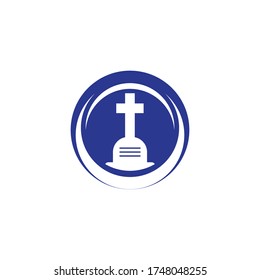 Naturaleza del símbolo vectorial de la plantilla de logotipo de Gravestone