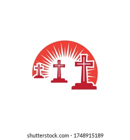 Naturaleza del símbolo vectorial de la plantilla de logotipo de Gravestone