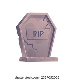 Gravestone are made from stone and looking old. Tombstone in cartoon style. Vector Illustration isolated on white background.