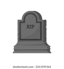 Gravestone. Old Tomb on white background. Concept cartoon gravestone. Halloween element. Vector Illustration.